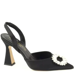Slingback Satin Nero